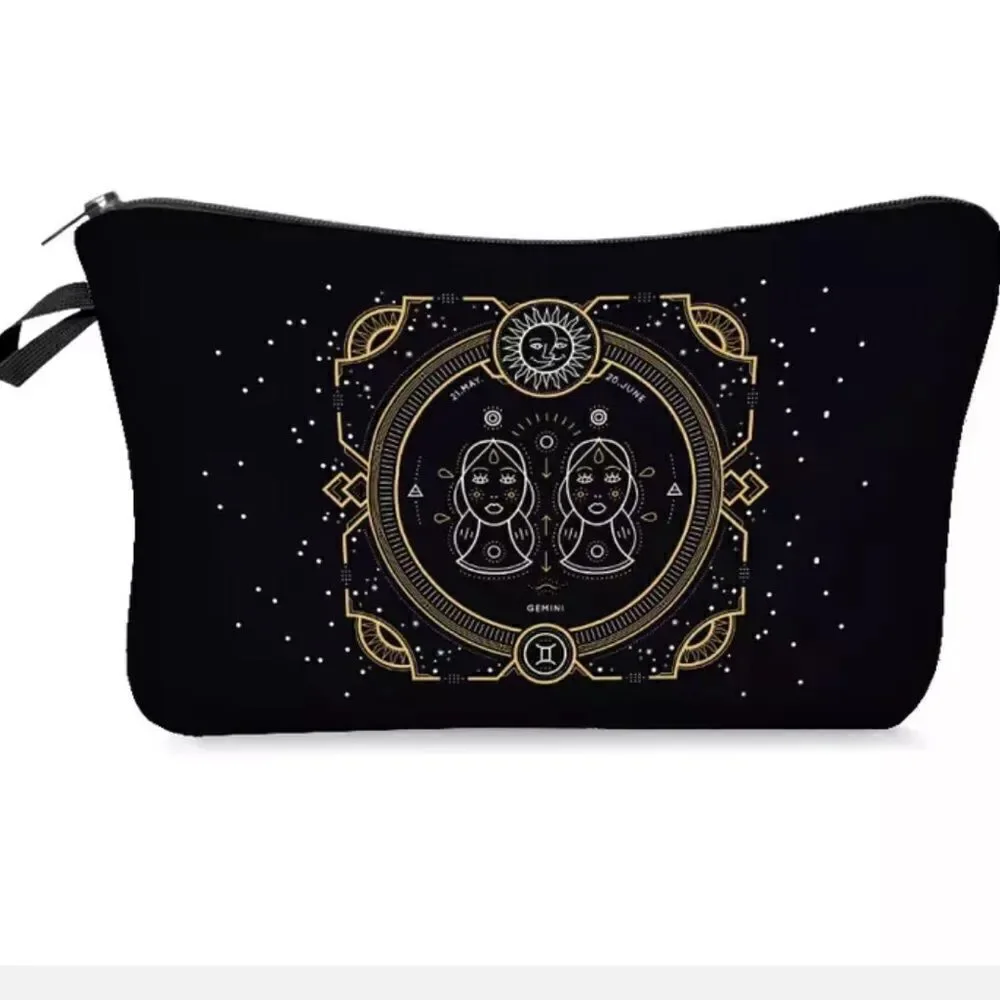 FUDEAM 12 Zodiac Print Pattern Women Waterproof Cosmetic Bag New 2 poly mailers